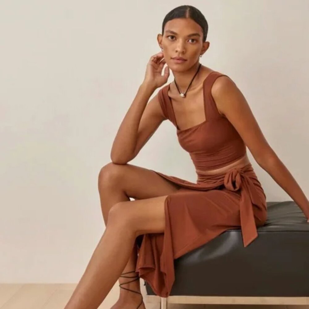 Reformation Rika Knit Two Piece Set - Size Small - TOP AND BOTTOM